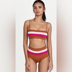 LSpace Rebel Stripe Bikini Top & Color Block Portia Stripe Bikini Bottom Set M